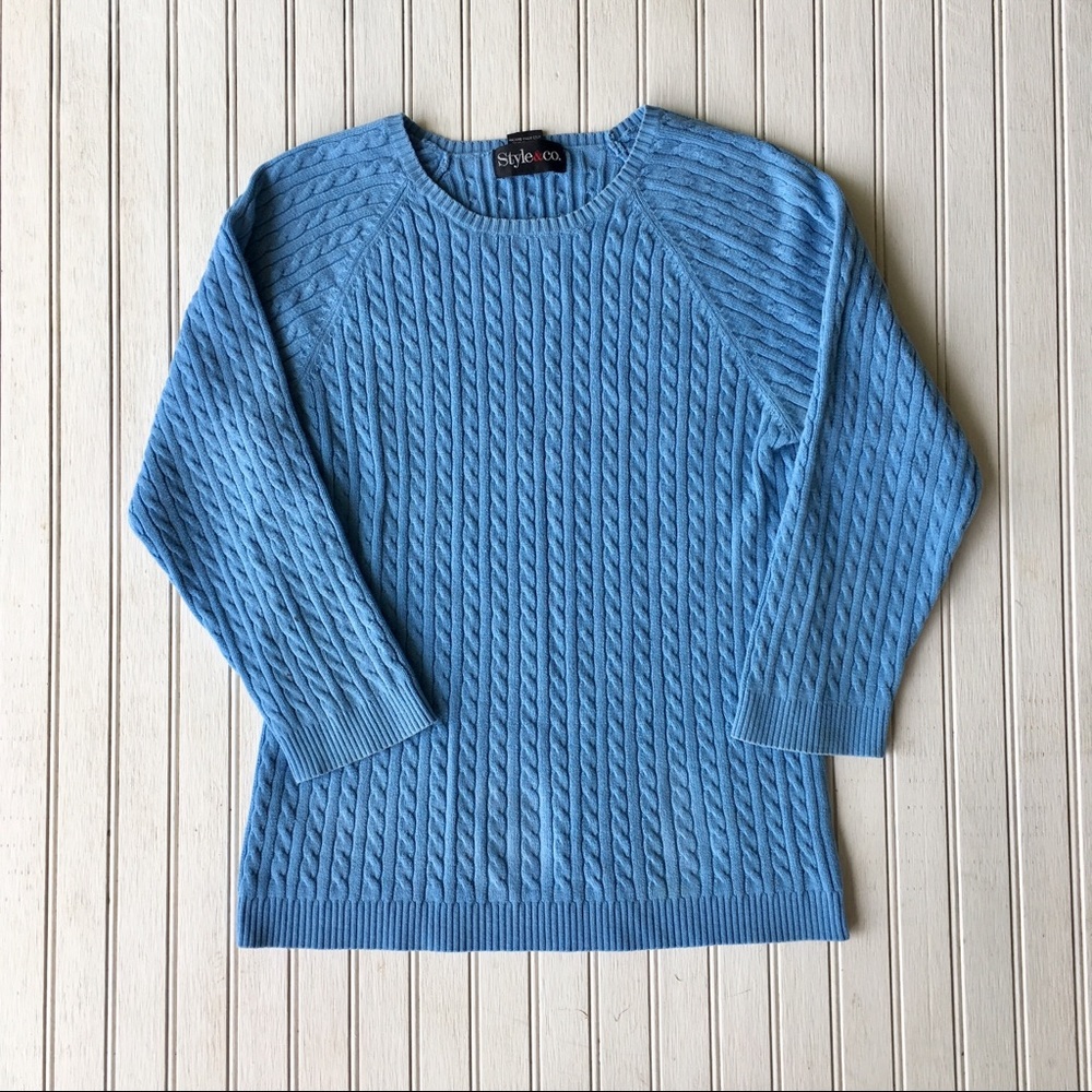 Style&Co Blue Cable Knit Sweater